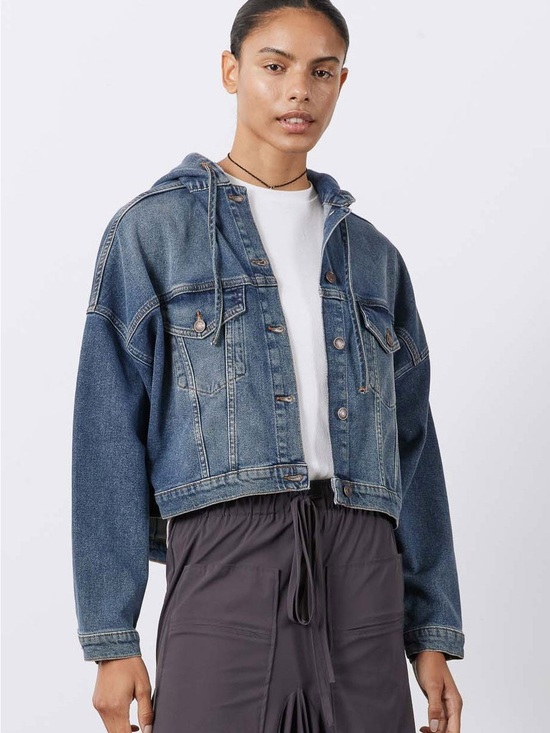 Ruti Jackets & Blazers - Ruti Cropped Hooded Denim Jacket NWT